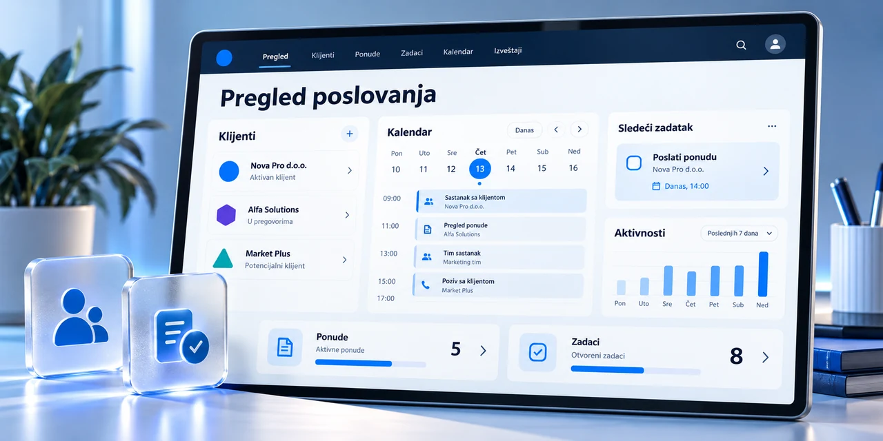 Primer CRM sistema za klijente, kalendar, ponude i zadatke